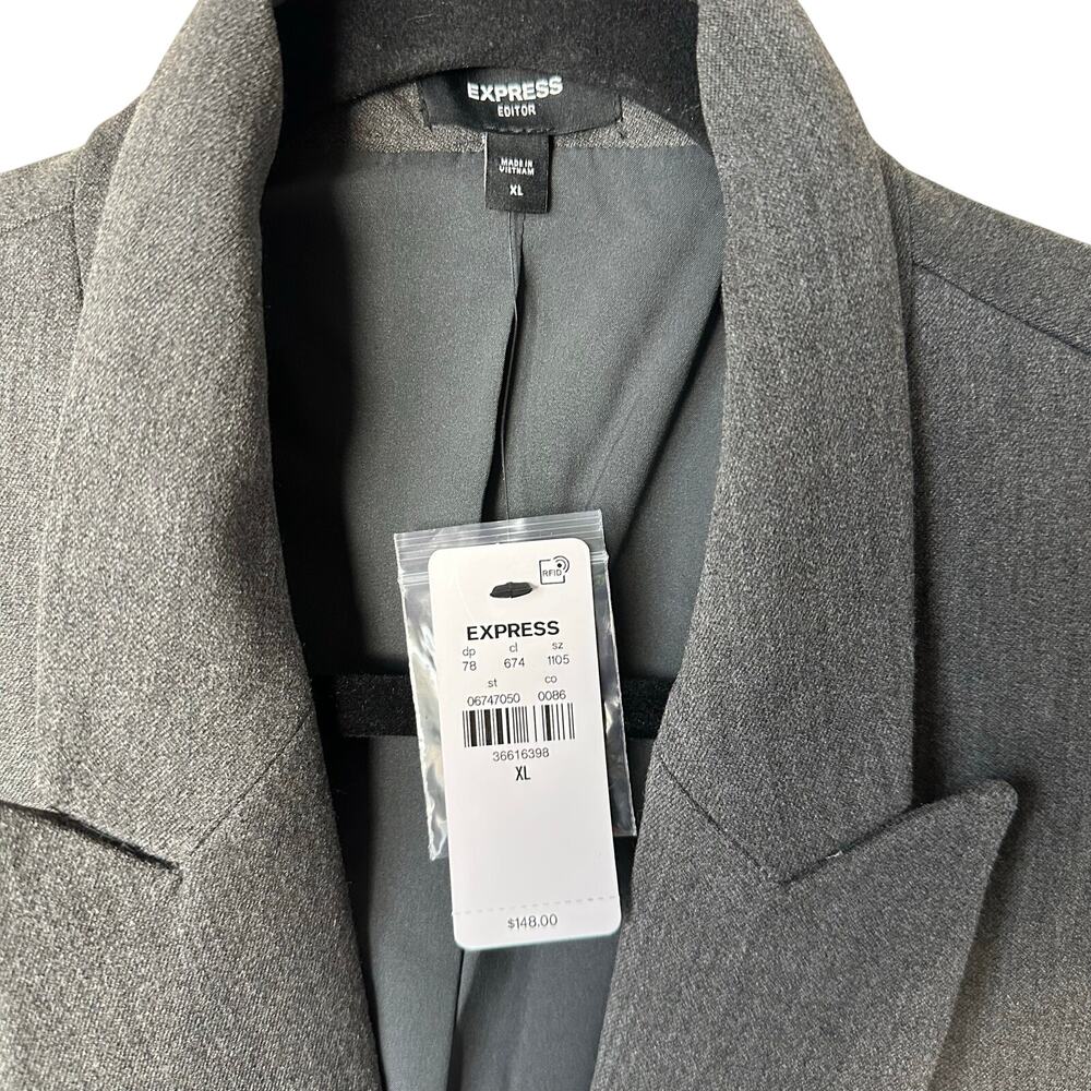 Express Editor Chic Fitted One-Button Blazer Heat… - image 6